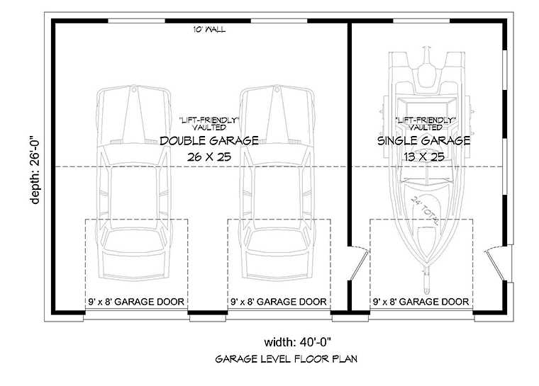 3 Car Garage Plan 51579 Level One