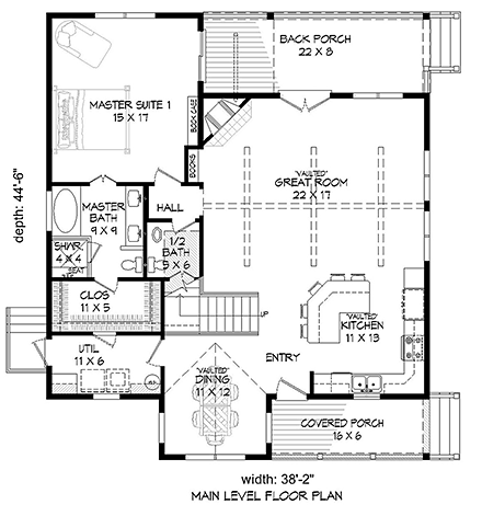 Cabin, Cottage, Country, Southern House Plan 51583 with 3 Beds, 3 Baths First Level Plan