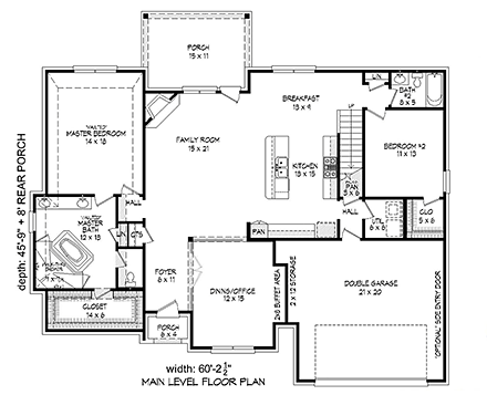European, French Country House Plan 51586 with 4 Beds, 4 Baths, 2 Car Garage First Level Plan