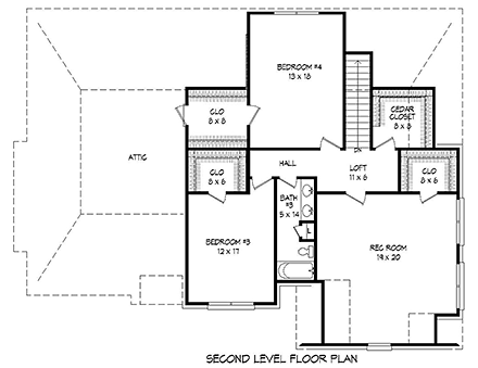 European, French Country House Plan 51586 with 4 Beds, 4 Baths, 2 Car Garage Second Level Plan