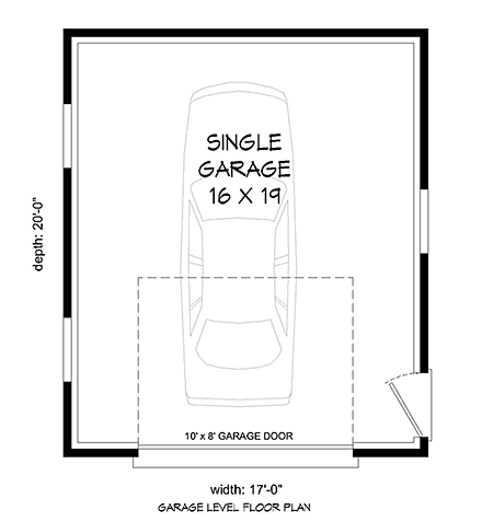 1 Car Garage Plan 51590 First Level Plan