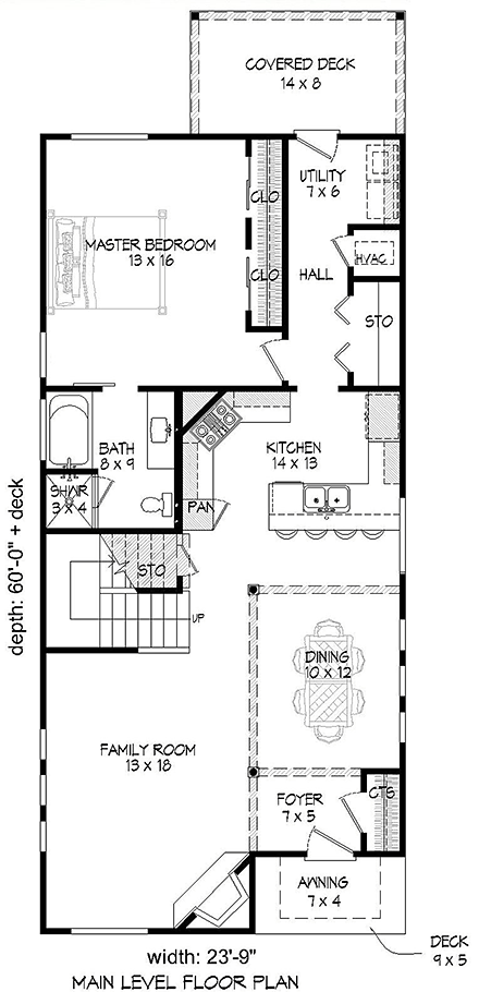 Cabin, Country, Traditional House Plan 51592 with 3 Beds, 2 Baths First Level Plan