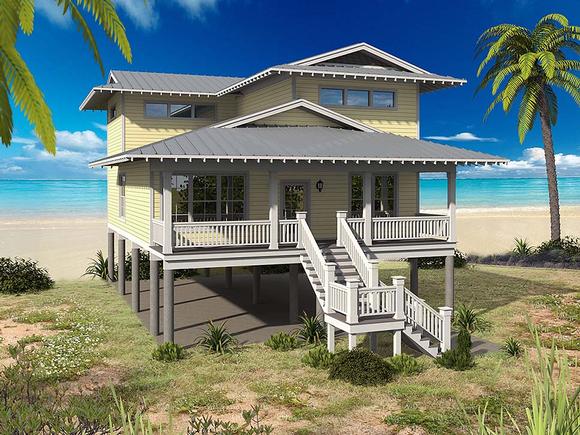 Coastal, Contemporary, Cottage House Plan 51611 with 5 Beds, 3 Baths, 2 Car Garage Elevation