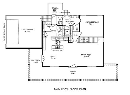 Country, Farmhouse House Plan 51621 with 3 Beds, 3 Baths, 2 Car Garage First Level Plan