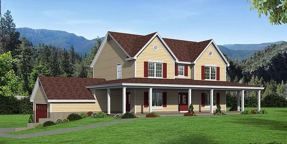 Country, Farmhouse House Plan 51621 with 3 Beds, 3 Baths, 2 Car Garage Elevation