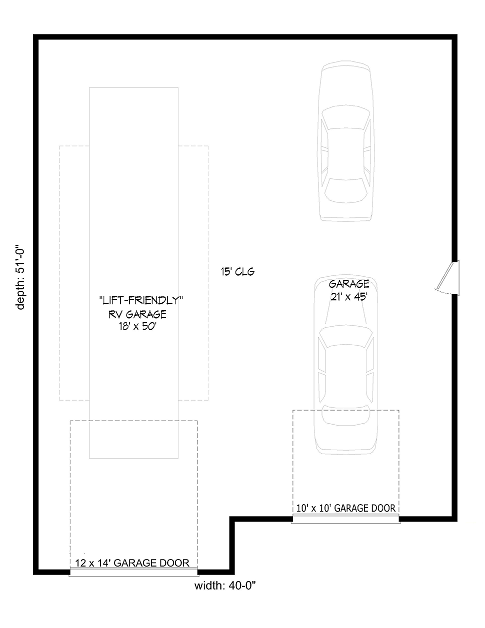 Traditional 3 Car Garage Plan 51626, RV Storage Level One