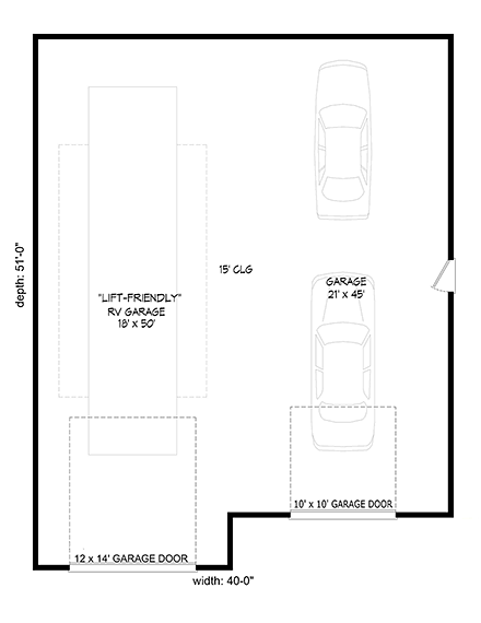 Traditional 3 Car Garage Plan 51626, RV Storage First Level Plan