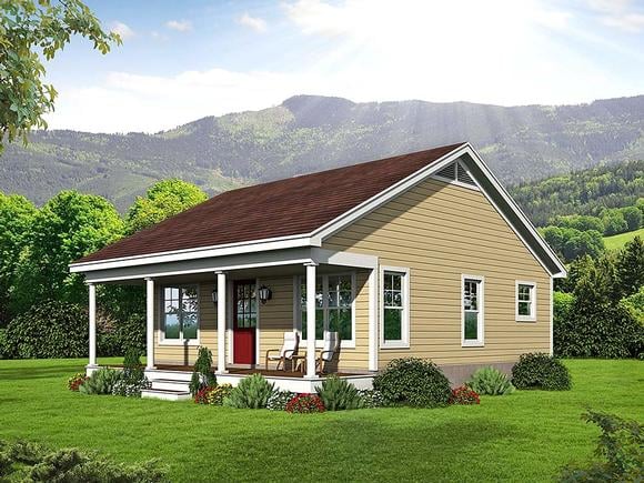 Cabin, Country, Southern, Traditional House Plan 51640 with 1 Beds, 1 Baths Elevation