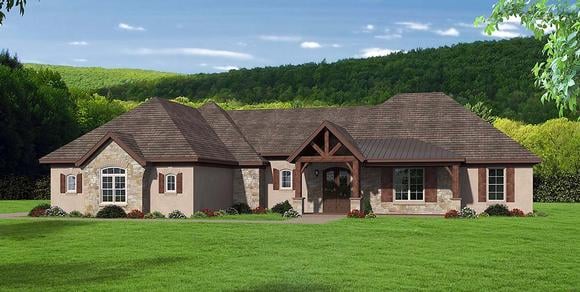Country, Craftsman, Ranch House Plan 51646 with 3 Beds, 3 Baths, 3 Car Garage Elevation