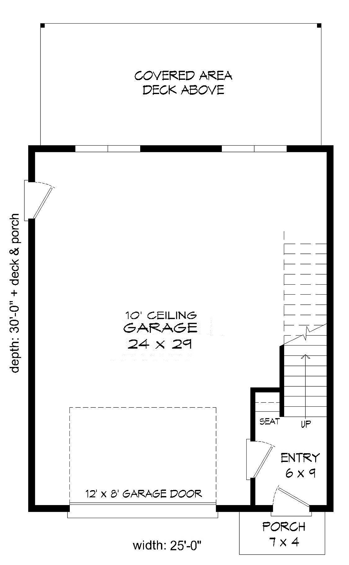 Coastal, Contemporary, Modern Garage-Living Plan 51652 with 1 Beds, 1 Baths, 2 Car Garage Level One