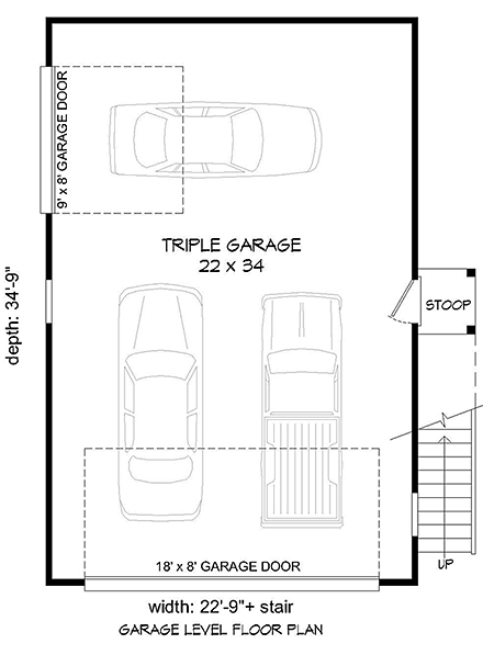 3 Car Garage Plan 51660 First Level Plan
