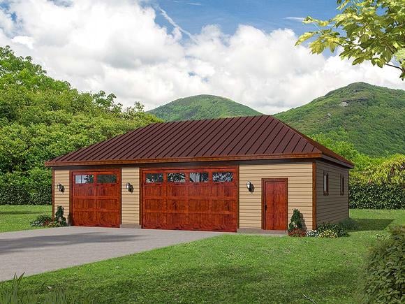 3 Car Garage Plan 51661 Elevation