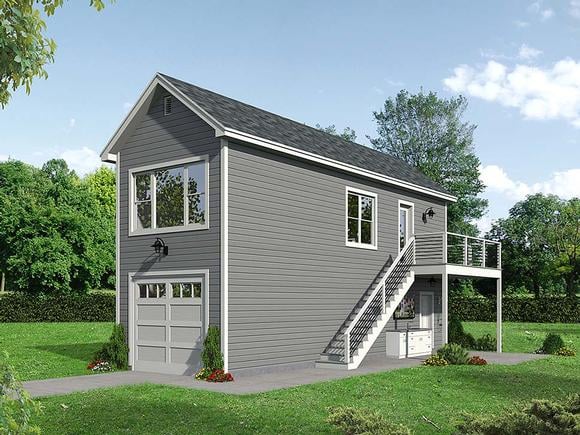 Country, Traditional 1 Car Garage Apartment Plan 51666 Elevation