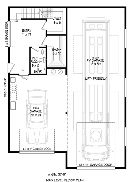 Cape Cod, Contemporary, Country, Saltbox, Traditional 3 Car Garage Plan 51668 with 1 Beds, 2 Baths First Level Plan