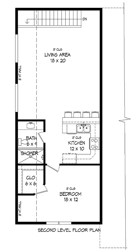 Cape Cod, Contemporary, Country, Saltbox, Traditional 3 Car Garage Plan 51668 with 1 Beds, 2 Baths Second Level Plan