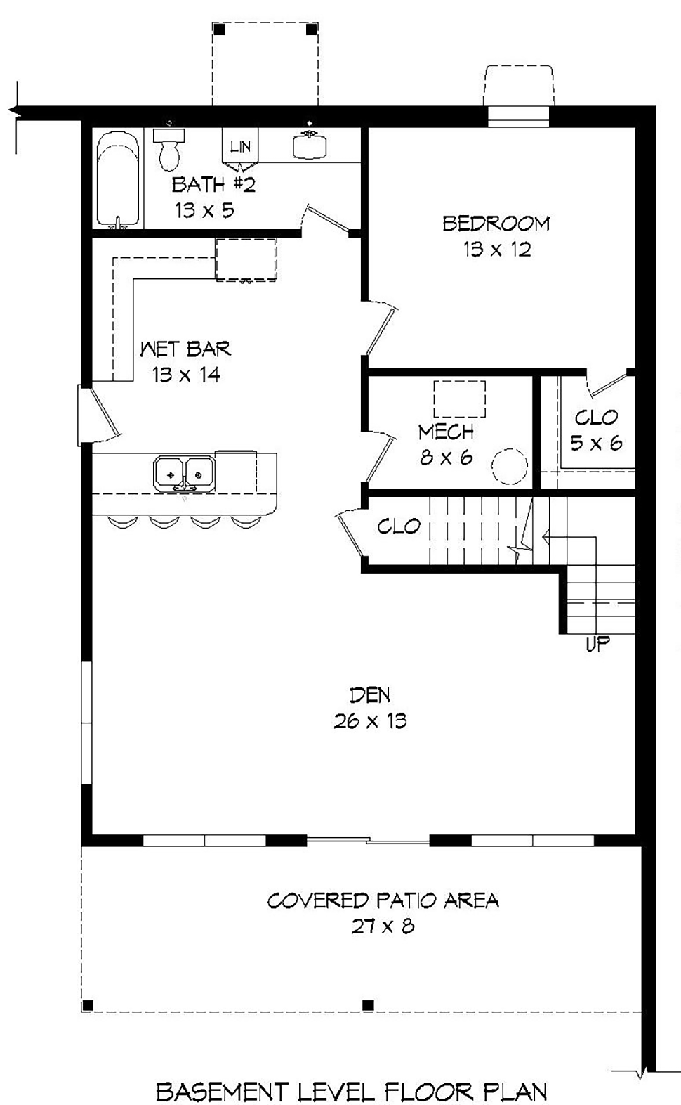 Cape Cod, Country, Farmhouse, Ranch, Saltbox, Traditional House Plan 51676 with 2 Beds, 2 Baths Lower Level Plan