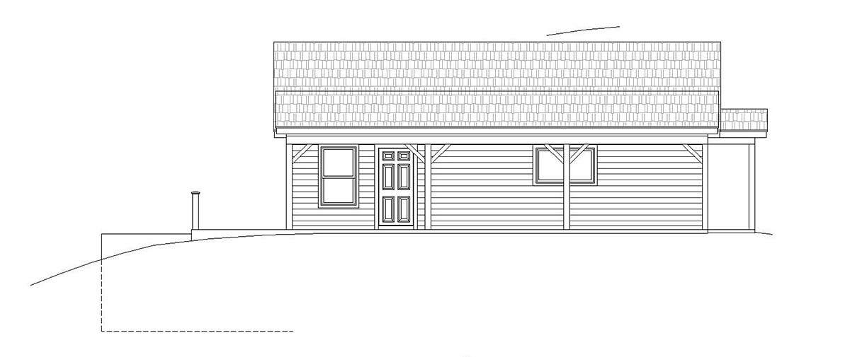 Cape Cod, Country, Farmhouse, Ranch, Saltbox, Traditional House Plan 51676 with 2 Beds, 2 Baths Rear Elevation