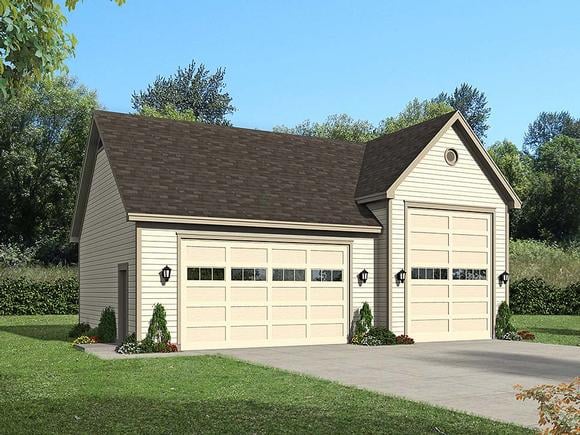 Ranch, Traditional 3 Car Garage Plan 51677, RV Storage Elevation