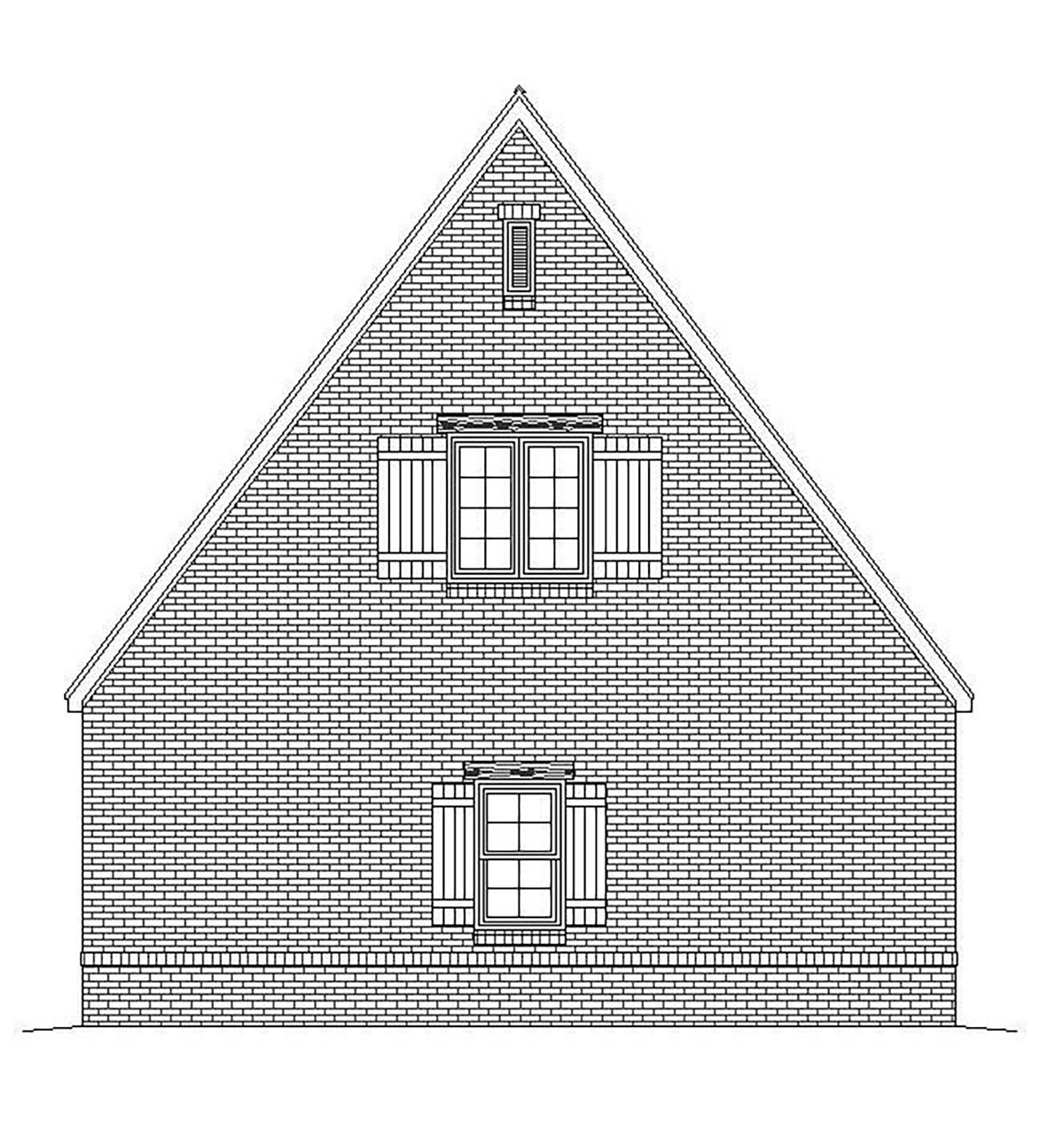 European, French Country, Traditional 2 Car Garage Plan 51684 Rear Elevation