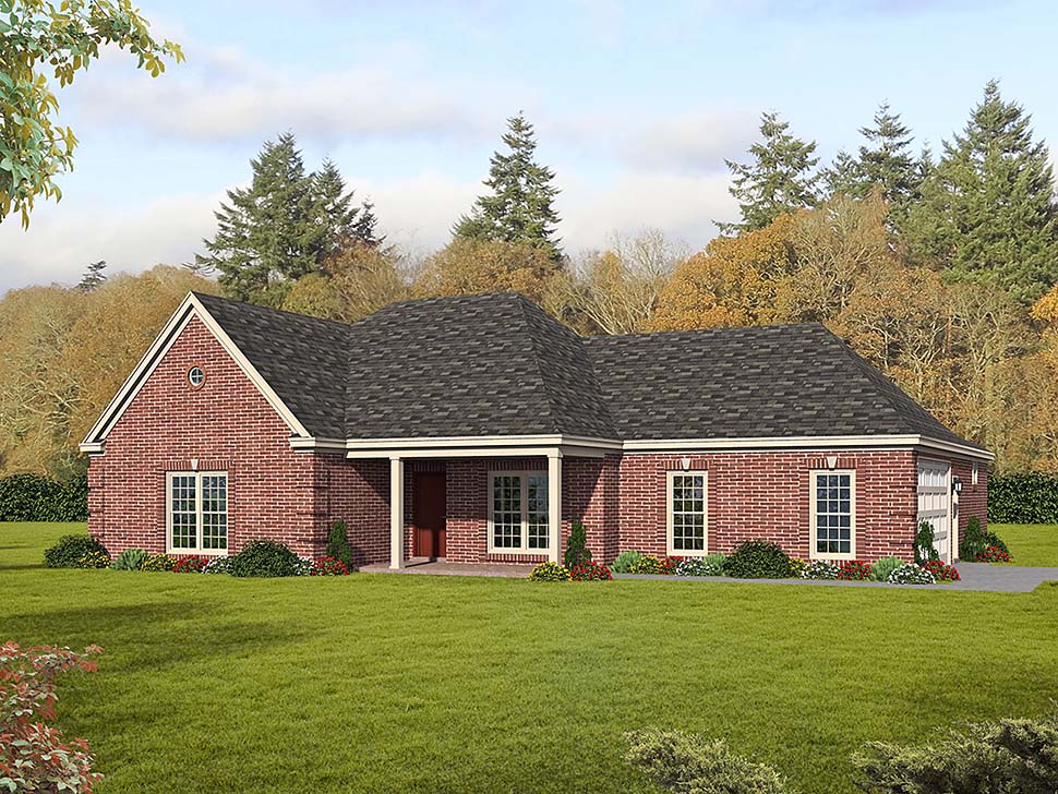 Country, Ranch, Traditional Plan with 2098 Sq. Ft., 3 Bedrooms, 3 Bathrooms, 2 Car Garage Elevation