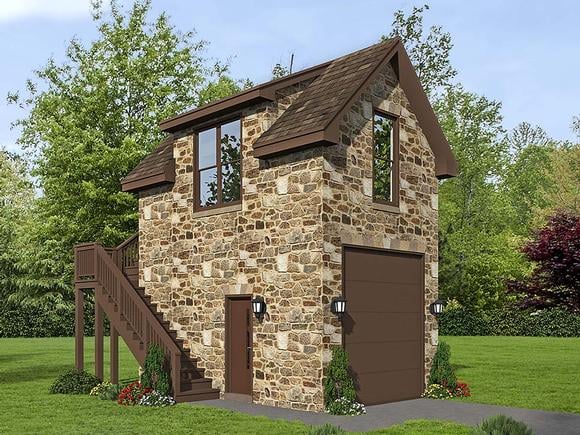 French Country, Traditional 1 Car Garage Plan 51691 Elevation