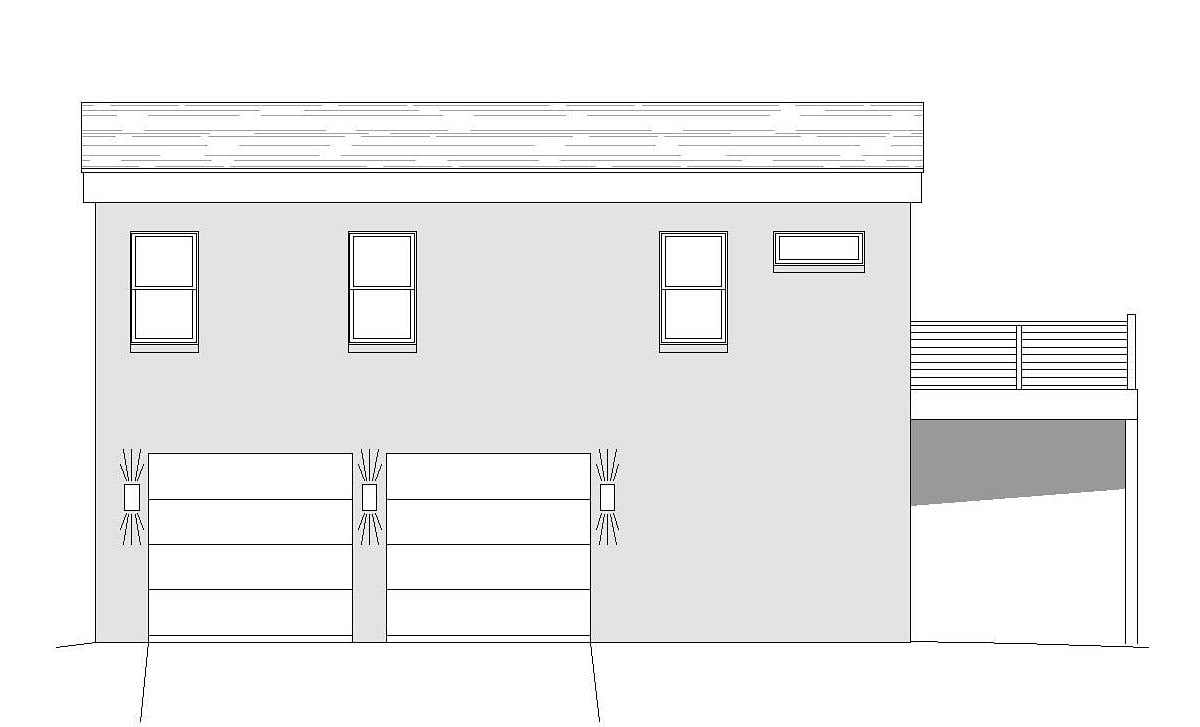 Coastal, Contemporary, Modern Plan with 1220 Sq. Ft., 1 Bedrooms, 2 Bathrooms, 3 Car Garage Rear Elevation