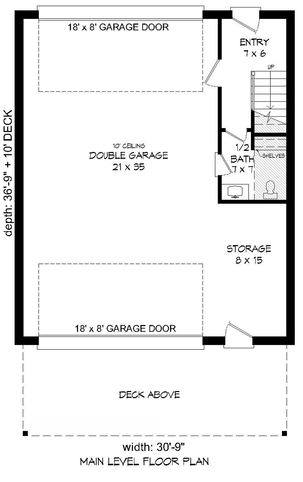Coastal, Contemporary, Modern Garage-Living Plan 51698 with 1 Beds, 2 Baths, 2 Car Garage Level One