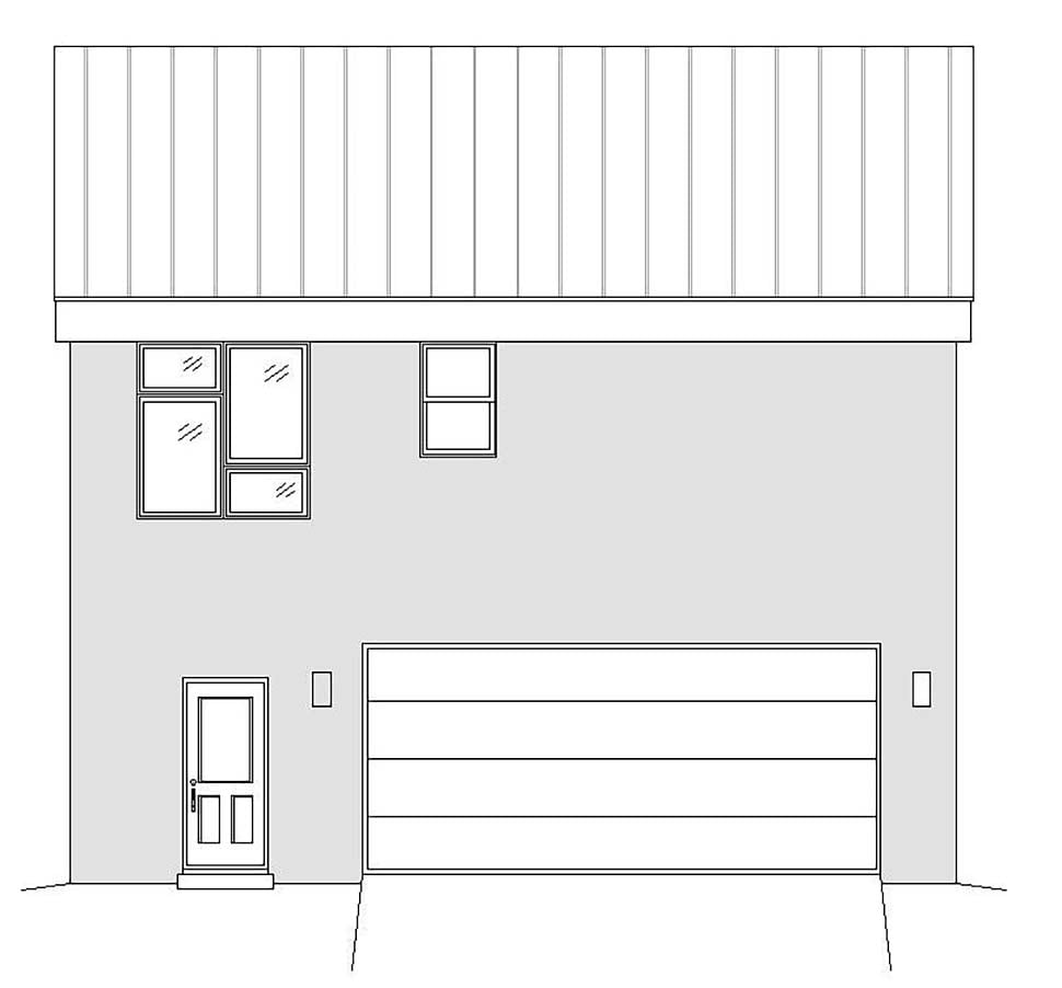 Coastal, Contemporary, Modern Garage-Living Plan 51698 with 1 Beds, 2 Baths, 2 Car Garage Rear Elevation