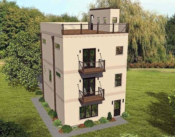 Contemporary, Modern House Plan 51699 with 2 Beds, 3 Baths, 2 Car Garage Elevation