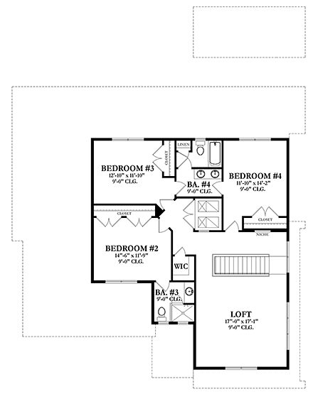 Bungalow, Coastal, Country, Craftsman, Florida, Mediterranean House Plan 51705 with 5 Beds, 5 Baths, 2 Car Garage Second Level Plan
