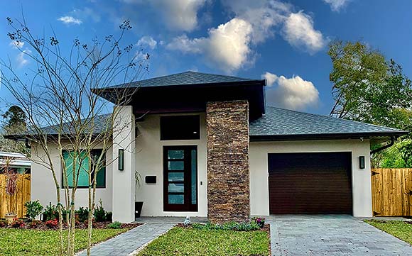 Bungalow, Contemporary, Craftsman, Modern House Plan 51706 with 3 Beds, 3 Baths, 1 Car Garage Elevation