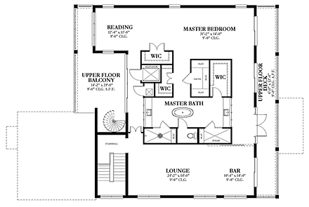 Coastal, Colonial, Contemporary House Plan 51711 with 4 Beds, 4 Baths, 2 Car Garage Second Level Plan