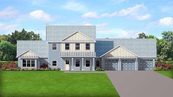 Bungalow, Coastal, Cottage, Country, Craftsman House Plan 51715 with 5 Beds, 5 Baths, 4 Car Garage Elevation