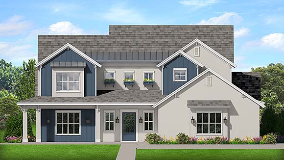 Bungalow, Coastal, Cottage, Country, Craftsman House Plan 51716 with 4 Beds, 4 Baths, 3 Car Garage Elevation
