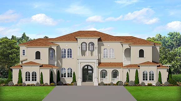 Florida, Italian, Mediterranean House Plan 51720 with 6 Beds, 8 Baths, 8 Car Garage Elevation