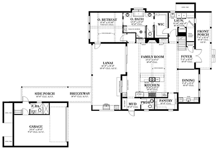 Bungalow, Cape Cod, Coastal, Country, Craftsman, Saltbox House Plan 51721 with 3 Beds, 4 Baths, 2 Car Garage First Level Plan
