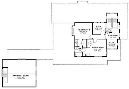 Bungalow, Cape Cod, Coastal, Country, Craftsman, Saltbox House Plan 51721 with 3 Beds, 4 Baths, 2 Car Garage Second Level Plan