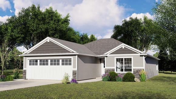 Bungalow House Plan 51805 with 2 Beds, 2 Baths, 2 Car Garage Elevation