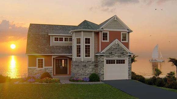 Bungalow, Coastal, Cottage, Country, Craftsman, Traditional, Tudor House Plan 51818 with 5 Beds, 4 Baths, 1 Car Garage Elevation