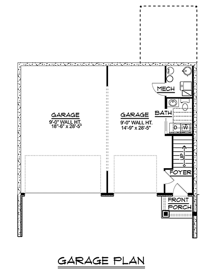 Bungalow, Cottage, Country, Craftsman, Tudor 2 Car Garage Apartment Plan 51820 with 2 Beds, 2 Baths First Level Plan
