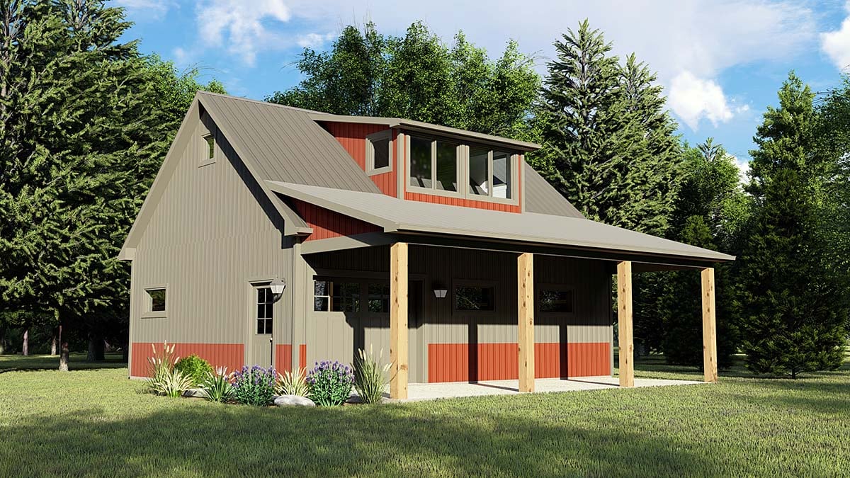Country, Southern 1 Car Garage Apartment Plan 51832 Elevation