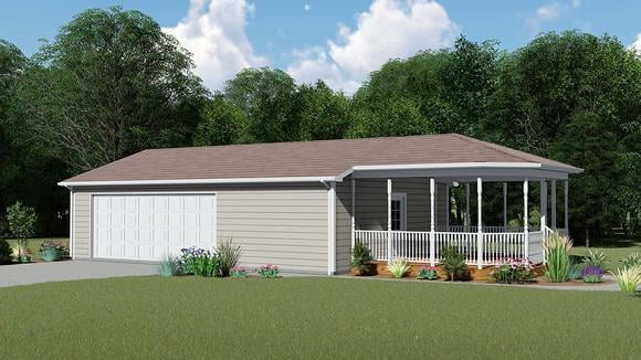 Country, Traditional 1 Car Garage Plan 51838 Elevation
