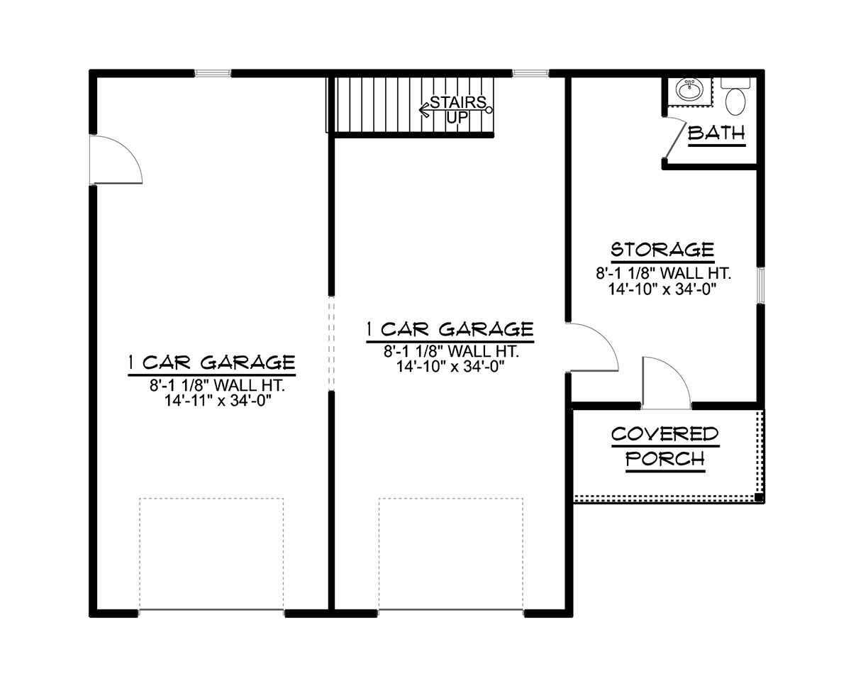 Cottage, Country, Traditional 2 Car Garage Apartment Plan 51842 Level One