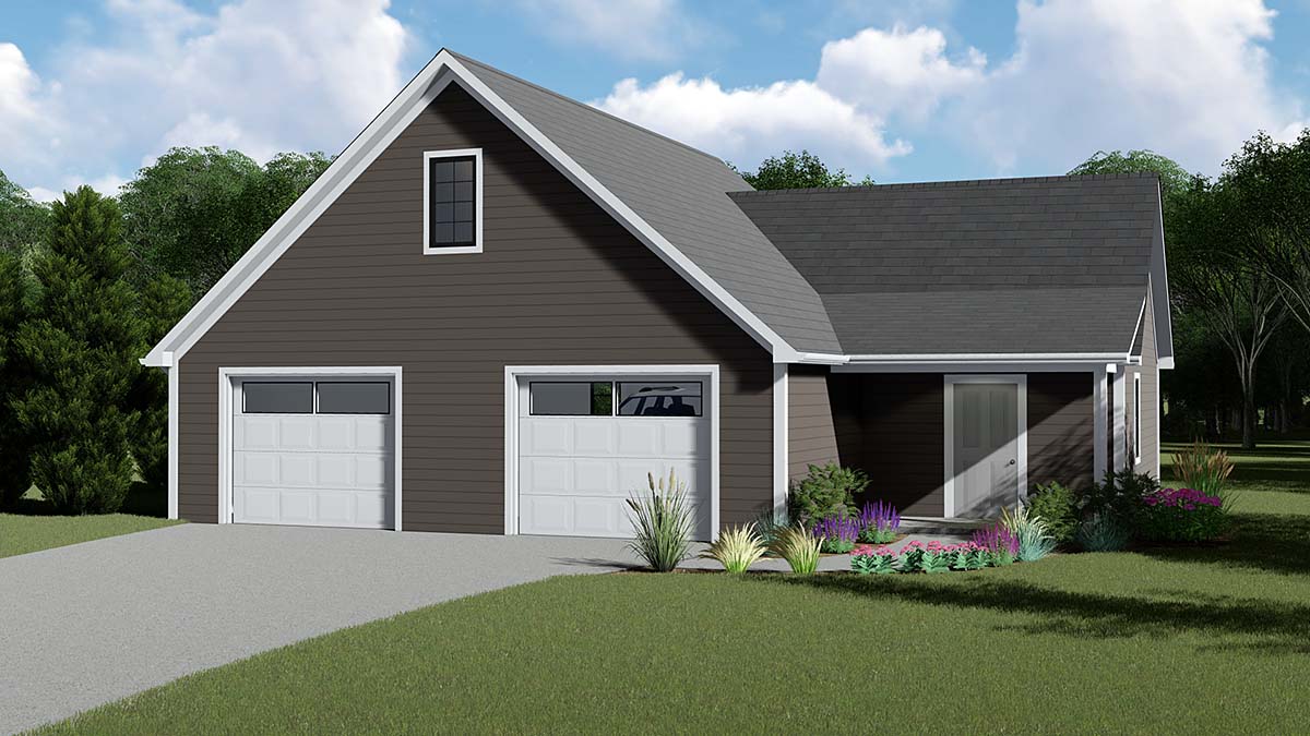 Cottage, Country, Traditional 2 Car Garage Apartment Plan 51842 Elevation