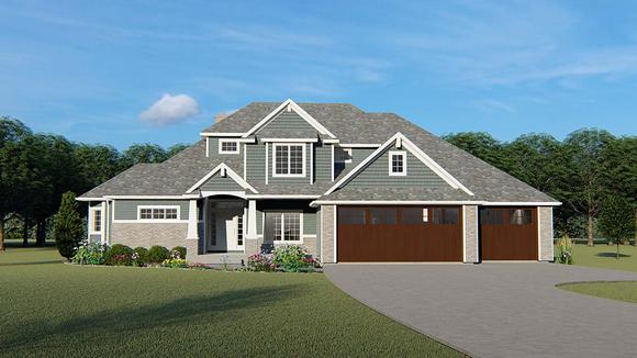 Craftsman, Ranch, Traditional House Plan 51847 with 4 Beds, 4 Baths, 3 Car Garage Elevation