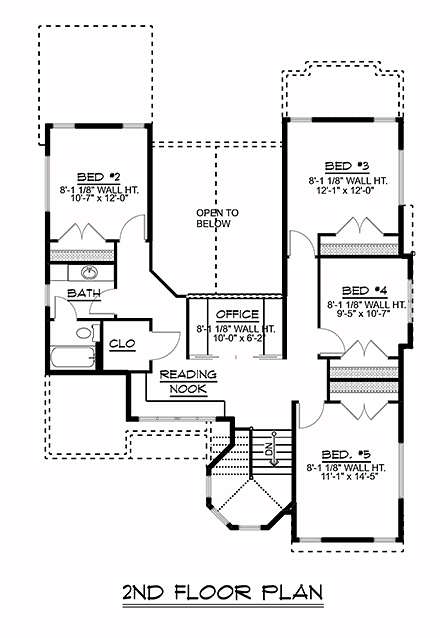 Bungalow, Coastal, Cottage, Craftsman House Plan 51848 with 6 Beds, 4 Baths, 1 Car Garage Second Level Plan