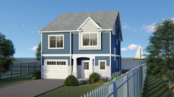 Coastal, Cottage, Country, Craftsman, Traditional House Plan 51850 with 3 Beds, 3 Baths, 1 Car Garage Elevation