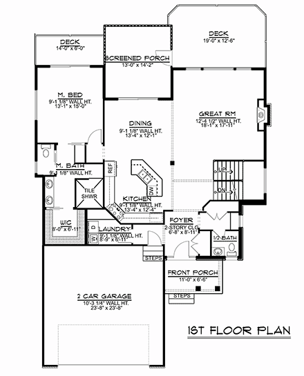 Bungalow, Cottage, Craftsman, Traditional House Plan 51851 with 3 Beds, 3 Baths, 2 Car Garage First Level Plan