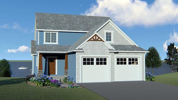 Coastal, Cottage, Country, Craftsman, Traditional House Plan 51852 with 3 Beds, 3 Baths, 2 Car Garage Elevation