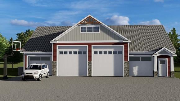 Bungalow, Country, Craftsman 3 Car Garage Plan 51853 Elevation